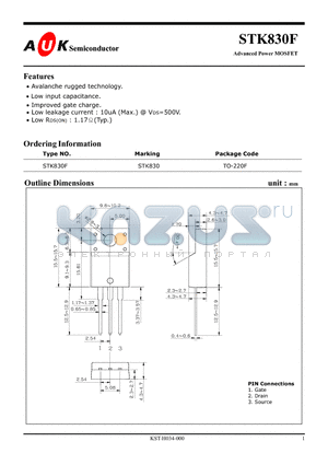 STK830F datasheet - Advanced Power MOSFET