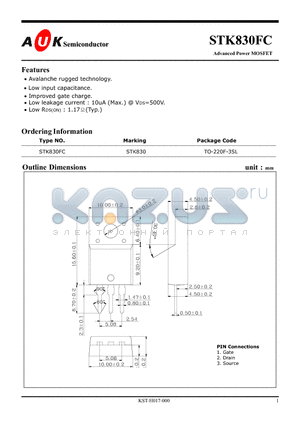 STK830FC datasheet - Advanced Power MOSFET