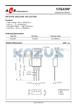 STK830P datasheet - Advanced Power MOSFET