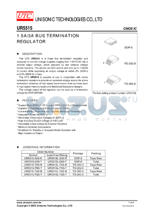 UR5515-S08-T datasheet - 1.5A/3A BUS TERMINATION REGULATOR