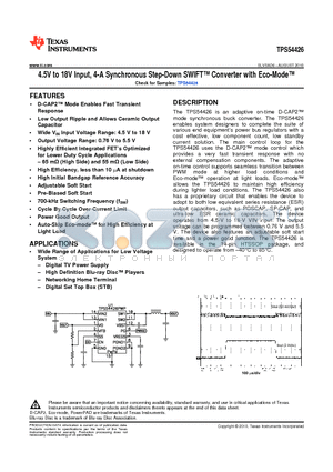 TPS54426PWPR datasheet - 4.5V to 18V Input, 4-A Synchronous Step-Down SWIFT Converter with Eco-Mode