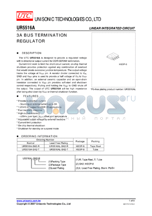 UR5516A-SH2-R datasheet - LINEAR INTEGRATED CIRCUIT