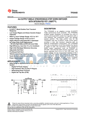 TPS54425 datasheet - 4-A OUTPUT SINGLE SYNCHRONOUS STEP DOWN SWITCHER WITH INTEGRATED FET ( SWIFT)