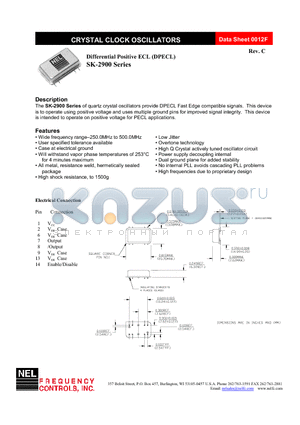 SK-2900 datasheet - CRYSTAL CLOCK OSCILLATORS