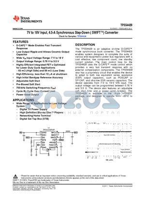 TPS54429 datasheet - 7V to 18V Input, 4.5-A Synchronous Step-Down ( SWIFT) Converter