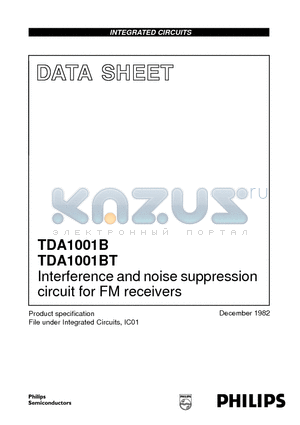 TDA1001 datasheet - Interference and noise suppression circuit for FM receivers