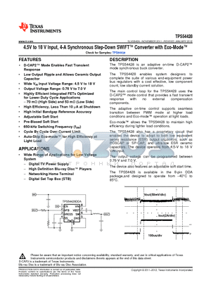 TPS54428 datasheet - 4.5V to 18 V Input, 4-A Synchronous Step-Down SWIFT Converter with Eco-Mode