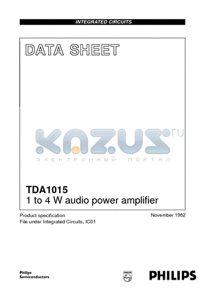 TDA1015 datasheet - 1 to 4 W audio power amplifier
