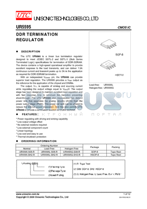 UR5595L-S08-R datasheet - DDR TERMINATION REGULATOR