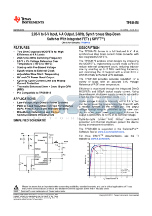 TPS54478RTER datasheet - 2.95-V to 6-V Input, 4-A Output, 2-MHz, Synchronous Step-Down