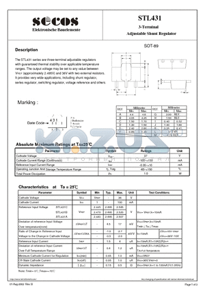 STL431 datasheet - 3-Terminal Adjustable Shunt Regulator