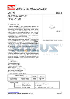 UR5596 datasheet - DDR TERMINATION REGULATOR