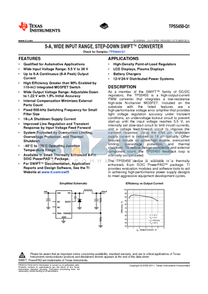 TPS5450QDDARQ1 datasheet - 5-A, WIDE INPUT RANGE, STEP-DOWN SWIFT CONVERTER