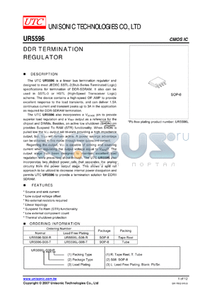 UR5596-S08-R datasheet - DDR TERMINATION REGULATOR