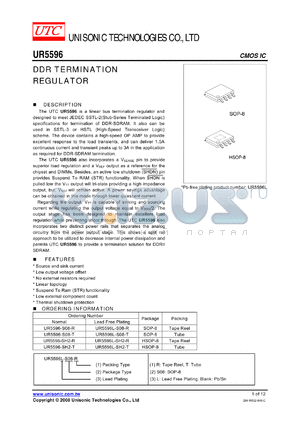 UR5596-S08-R datasheet - DDR TERMINATION REGULATOR