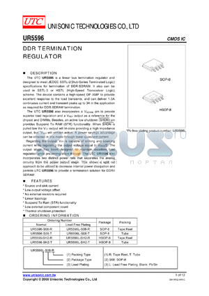 UR5596-S08-T datasheet - DDR TERMINATION REGULATOR