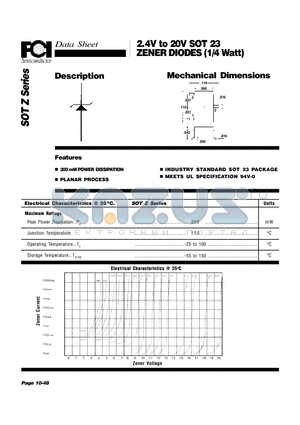 SOT-Z-11 datasheet - 2.4V to 20V SOT 23 ZENER DIODES (1/4 Watt)