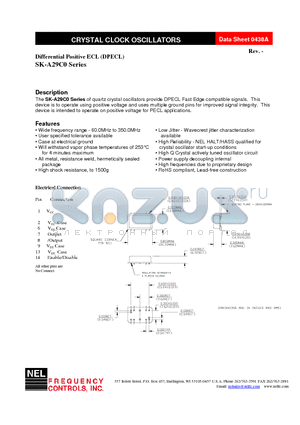 SK-A29C7-FREQ datasheet - CRYSTAL CLOCK OSCILLATORS