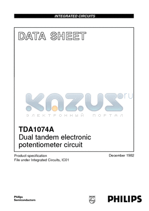 TDA1074 datasheet - Dual tandem electronic potentiometer circuit
