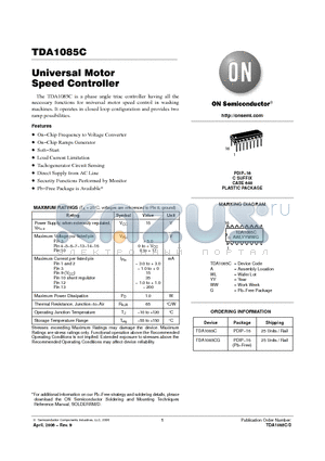 TDA1085C datasheet - Universal Motor Speed Controller