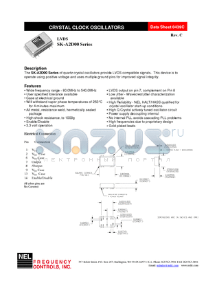 SK-A2D00 datasheet - CRYSTAL CLOCK OSCILLATORS