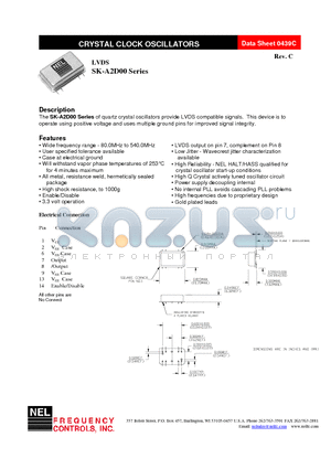 SK-A29DA-FREQ datasheet - CRYSTAL CLOCK OSCILLATORS