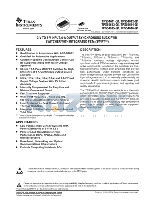 TPS54615-Q1 datasheet - 3-V TO 6-V INPUT, 6-A OUTPUT SYNCHRONOUS BUCK PWM SWITCHER WITH INTEGRATED FETs(SWIFT)