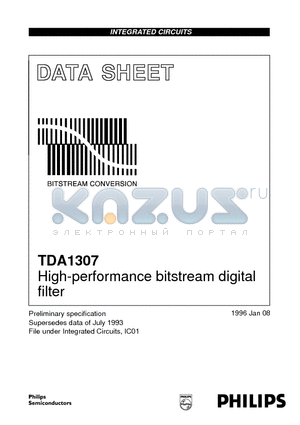 TDA1307 datasheet - High-performance bitstream digital filter