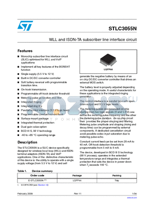 STLC3055N_09 datasheet - WLL and ISDN-TA subscriber line interface circuit