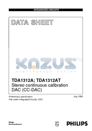 TDA1312AT datasheet - Stereo continuous calibration DAC CC-DAC