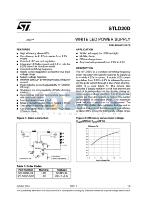 STLD20D datasheet - WHITE LED POWER SUPPLY