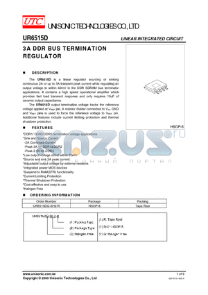 UR6515D datasheet - 3A DDR BUS TERMINATION REGULATOR