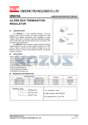 UR6515G-TN5-R datasheet - 3A DDR BUS TERMINATION REGULATOR