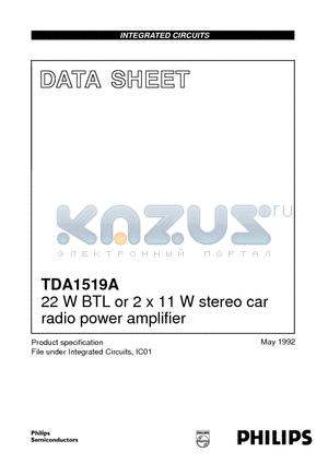 TDA1519A datasheet - 22 W BTL or 2 x 11 W stereo car radio power amplifier