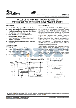 TPS54972PWP datasheet - 9-A OUTPUT, 3-V TO 4-V INPUT TRACKING/TERMINATION SYNCHRONOUS PWM SWITCHER WITH INTEGRATED FETS