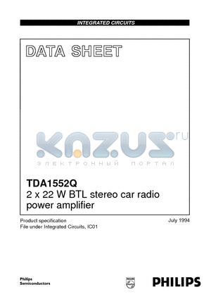 TDA1552 datasheet - 2 x 22 W BTL stereo car radio power amplifier