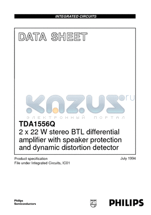 TDA1556 datasheet - 2 x 22 W stereo BTL differential amplifier with speaker protection and dynamic distortion detector