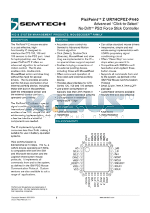 UR7HCPXZ-P440-FA datasheet - Advanced Click-to-Select No-DriftTM PS/2 Force Stick Controller