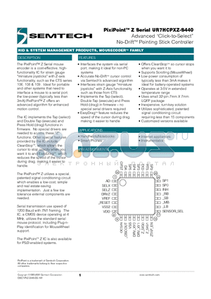 UR7HCPXZ-S440 datasheet - Advanced Click-to-Select No-DriftTM Pointing Stick Controller