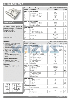 SK100DGDL066T_10 datasheet - 3-phase bridge rectifier  brake chopper  3-phase bridge inverter