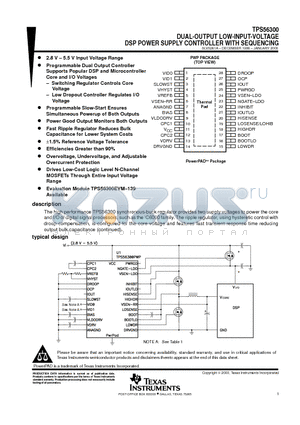 TPS56300 datasheet - DUAL-OUTPUT LOW-INPUT-VOLTAGE DSP POWER SUPPLY CONTROLLER WITH SEQUENCING