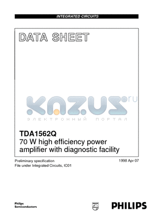 TDA1562Q datasheet - 70 W high efficiency power amplifier with diagnostic facility