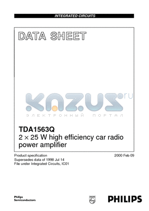 TDA1563 datasheet - 2 x 25 W high efficiency car radio power amplifier