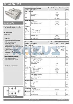 SK100GD126T datasheet - 3-phase bridge inverter