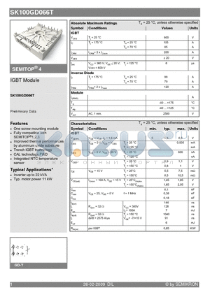 SK100GD066T datasheet - IGBT Module