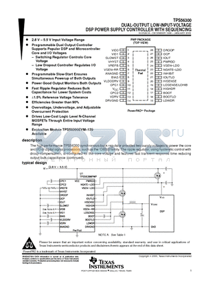 TPS56300EVM-139 datasheet - DUAL-OUTPUT LOW-INPUT-VOLTAGE DSP POWER SUPPLY CONTROLLER WITH SEQUENCING