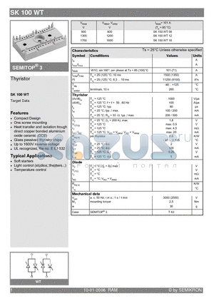 SK100WT16 datasheet - Thyristor