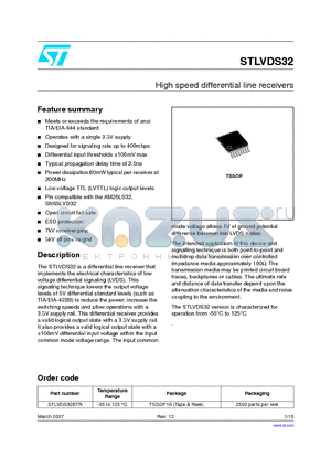 STLVDS32_07 datasheet - High speed differential line receivers