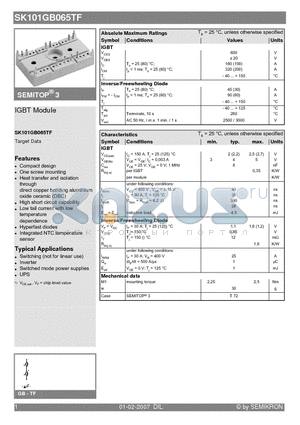 SK101GB065TF datasheet - IGBT Module