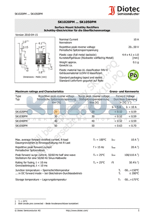 SK1020PM datasheet - Surface Mount Schottky Rectifiers